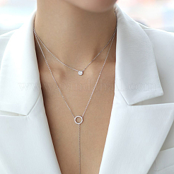 Комплекты цепочек и браслетов из стерлингового серебра с микропаве из прозрачных кубических цирконий RC3582-4