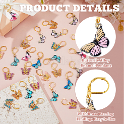 32 шт. 8-х цветные эмалевые подвески-маркеры для фиксации стежков в виде бабочек&nbsp;HJEW-HS00079