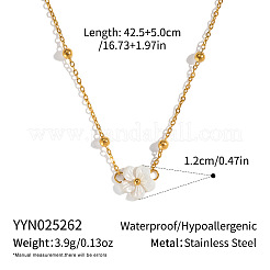 Минималистичное ожерелье из натуральной белой ракушки с цветком&nbsp;CE9566