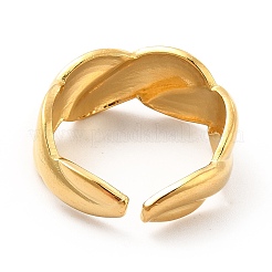 Ионное покрытие (ip) 304 нержавеющая сталь скрученная веревка открытое манжетное кольцо для женщин RJEW-F131-17G