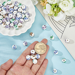 Фарфоровые керамические бусины ручной работы с цветочным принтом&nbsp;PORC-LT0001-12A