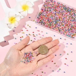 80 г 8-цветные двухцветные внутренние цвета прозрачные стеклянные бусины&nbsp;SEED-YW0003-18