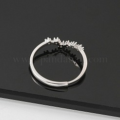 Созвездия родиевое покрытие 925 стерлинговое серебро микропаве прозрачные кубические цирконии регулируемые кольца для женщин&nbsp;RJEW-P130-01P-D