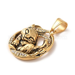 Подвески из нержавеющей стали 316L в тибетском стиле со стразами&nbsp;STAS-D096-01B-AG