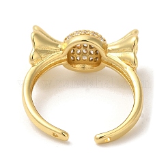 Открытые манжеты из латуни карамельного цвета с микропаве и прозрачным фианитом&nbsp;RJEW-U008-24G