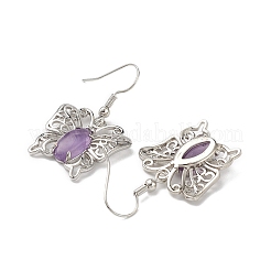 Серьги с подвесками в виде бабочки из натурального аметиста для женщин&nbsp;EJEW-E283-01P-01