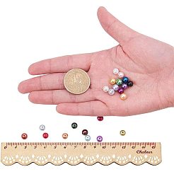 Круглые бусины из экологически чистого окрашенного стекла с жемчугом&nbsp;HY-PH0011-01-6mm