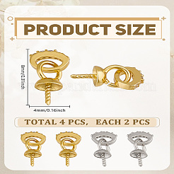 4 шт. 2-х цветная латунь с фианитами&nbsp;KK-LP0004-51