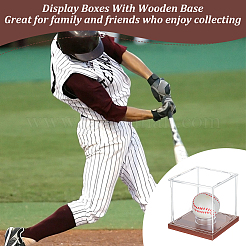 1 комплект квадратных акриловых пыленепроницаемых выставочных коробок с деревянным основанием&nbsp;AJEW-OC0013-56A