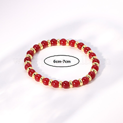 День матери натуральный красный малайзийский нефрит круглые бусины эластичные браслеты для женщин&nbsp;GC5847