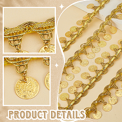 Металлизированная кружевная отделка&nbsp;DIY-WH0308-592