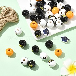 Тема выпускного сезона наборы для самостоятельного изготовления круглых бусин из натурального дерева и джутового шнура&nbsp;DIY-CJ0002-71