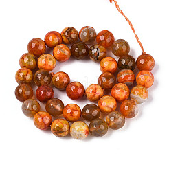 Нити окрашенных и нагретых натуральных агатовых бус с огненным кракелюром&nbsp;G-N359-01B-09