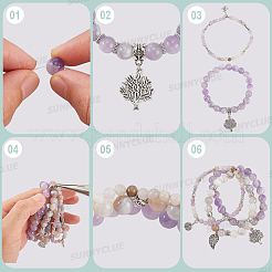 Наборы для самостоятельного изготовления браслетов из натуральных драгоценных камней и сплава с подвесками в виде дерева жизни&nbsp;DIY-SC0030-81