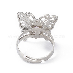 Регулируемое кольцо с бабочкой из драгоценных камней&nbsp;RJEW-H133-02