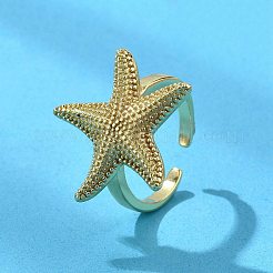 Кольца-манжеты из латуни в виде морской звезды для женщин&nbsp;LS-RJEW-C123-02G