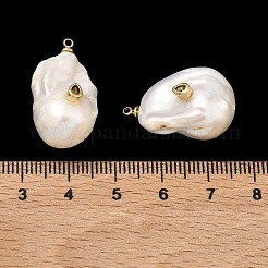 Подвески из латуни и перламутра с микропаве из кубического циркония&nbsp;KK-H259-13B-G01