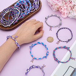 40 шт. 5-цветный сплав эмали фиолетового цвета с подвеской-лентой для осведомленности&nbsp;BJEW-ME00009