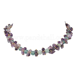 Женские круглые бусины с натуральным цветным флюоритом&nbsp;NJEW-JN05813