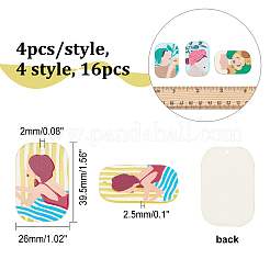 16шт 4 стиля акриловые подвески с 3d принтом&nbsp;OACR-CA0001-18