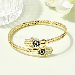 Женские браслеты-манжеты из латуни с микропаве и кубическим цирконием&nbsp;BJEW-F526-08G