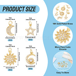 8 шт. 4 стиля латунные подвески с микропаве и кубическим цирконием&nbsp;KK-TA0002-32
