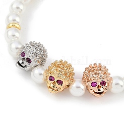 Браслеты с подвесками из латуни с микропаве из кубического циркония&nbsp;BJEW-P341-12G-02