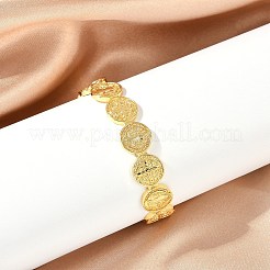 Плоский круглый браслет-манжета с крестом иисусом&nbsp;LS-BJEW-I298-03G