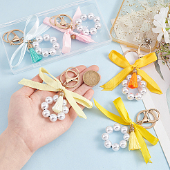 5шт пластиковый брелок-бантик из жемчуга и полиэстера&nbsp;KEYC-PH01537