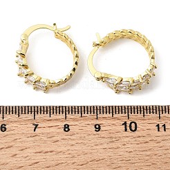 Серьги-кольца из листовой латуни с микропаве из кубических цирконий&nbsp;EJEW-P333-03G