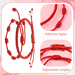 12шт. набор из плетеного нейлонового шнура 2 стилей и браслета на удачу с 7 узлами&nbsp;BJEW-SP0001-25