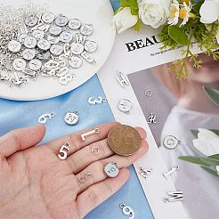 Подвески из сплава в тибетском стиле с буквами a~z и цифрой 0~9&nbsp;FIND-BM0001-15P