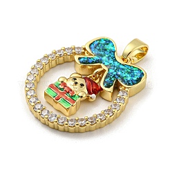 Рождественские латунные подвески с микропаве из фианита&nbsp;KK-H468-01D-01G