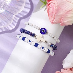 Комплект эластичных браслетов из полимерной глины&nbsp;BJEW-JB10675-02