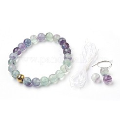 Природный флюорит шариков растягивать браслеты&nbsp;BJEW-JB03852-04