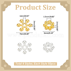 200 шт. 4 стили бусины-разделители из сплава в форме снежинки&nbsp;TIBEB-ME0001-05