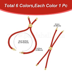 6шт 6-х цветные витые нейлоновые шнуры серебряные браслеты&nbsp;DIY-FS0008-93