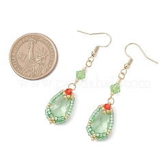 Серьги-капли из бисера ручной работы из стекла&nbsp;EJEW-MZ00576-01