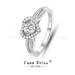 Кольца для женщин из стерлингового серебра 925 пробы с микропаве из кубических цирконий с родиевым покрытием&nbsp;WGDE2BC-11