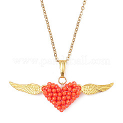 Подвеска в виде сердца ангела из стеклянного бисера и сплава&nbsp;NJEW-MZ00116