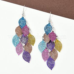 Серьги-подвески в форме листьев из нержавеющей стали 430&nbsp;EJEW-A137-06P-04