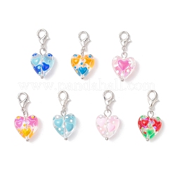 Подвеска в форме сердца из стеклянных эмалевых бусин ручной работы&nbsp;HJEW-JM03591-02