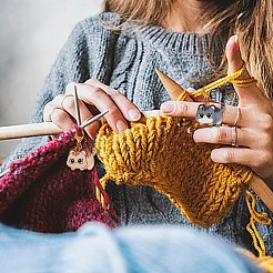 6 спица для вязания из бамбука с бисером и 6 набора эмалевых маркеров для петель из сплава кошек&nbsp;DIY-DR00013