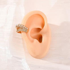 Многослойные серьги-каффы в форме буквы С из латуни с микропаве из прозрачных кубических цирконий&nbsp;EJEW-Z127-02G