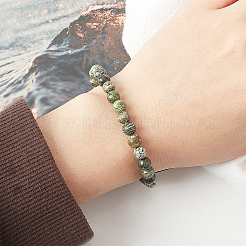 2 нити бусин из натуральной зеленой зебровой яшмы&nbsp;G-OC0002-74