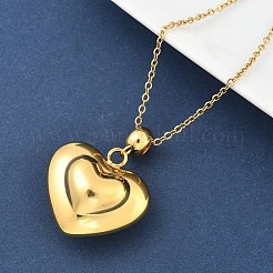 201 ожерелье из нержавеющей стали с подвеской в виде сердца для женщин NJEW-Z069-01G-02