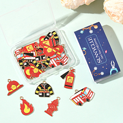 24 шт. 6 стиля подвески из сплава и эмали на тему пожаротушения&nbsp;ENAM-SC0007-22