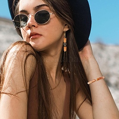 1 нить бусин из натурального оранжевого ботсванского агата&nbsp;G-YW0002-44