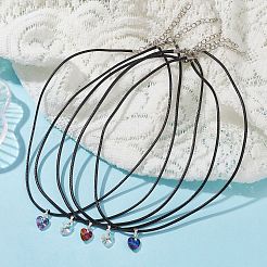 Ожерелья с подвесками из стеклянного сердца&nbsp;NJEW-JN04476