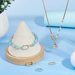 4 шт. 2-х цветные латунные застежки с микропаве из кубического циркония&nbsp;KK-HS0015-11